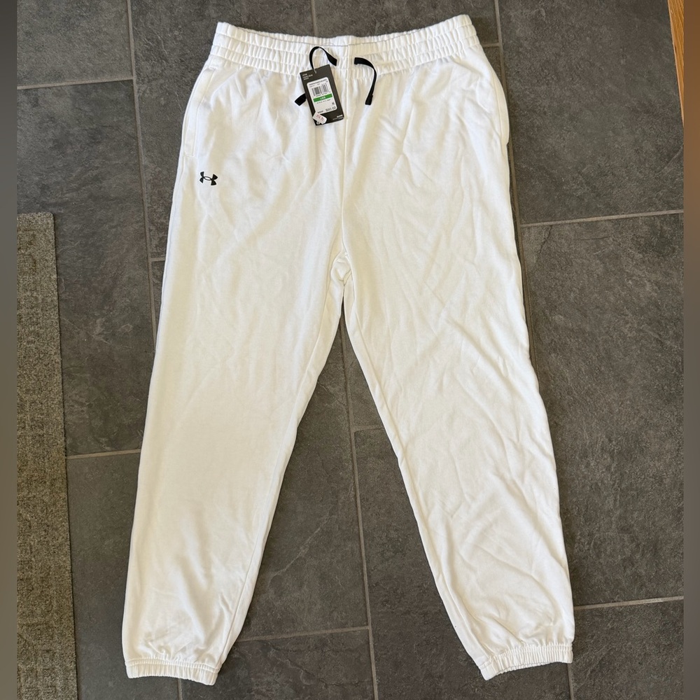 NWT Under Armour White Rival Terry Joggers/Sweatpants - Large